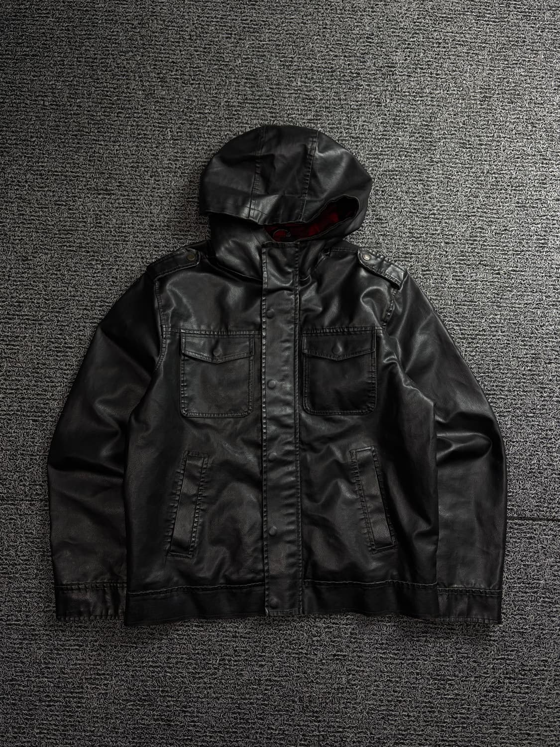 헤리티지 1981 빈티지 타탄 체크 후드 레더 자켓 1430 상품이미지2