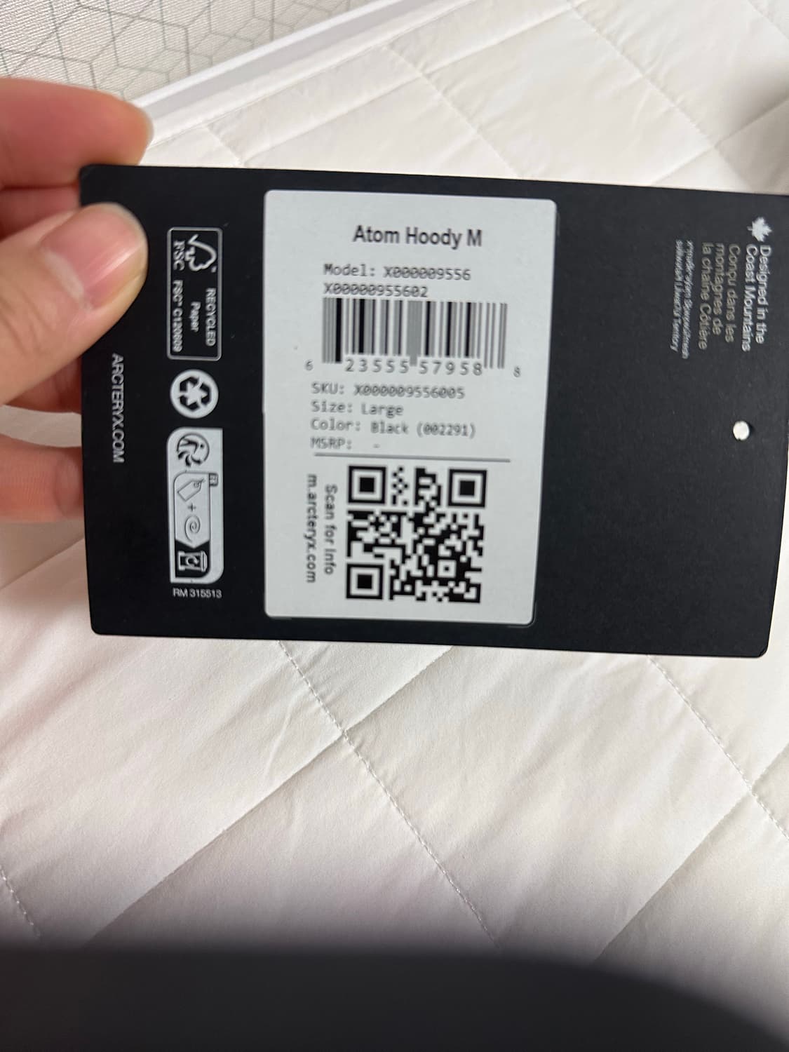 아크테릭스 아톰 후디 블랙 L 상품이미지10