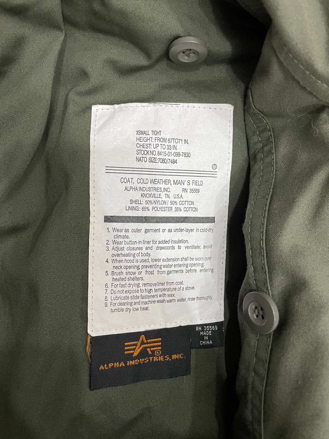 알파인더스트리 M65 필드 자켓 상품이미지8