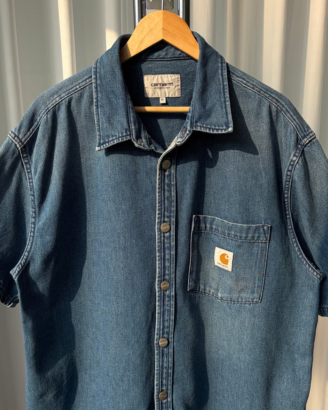 [XL]칼하트 WIP 숏슬리브 오디 데님 셔츠 블루 상품이미지6