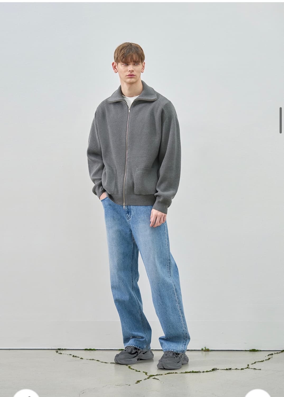 (새상품)(XL) 드로우핏 오버사이즈 PBT 투웨이 풀집업 니트 GREY 상품이미지7