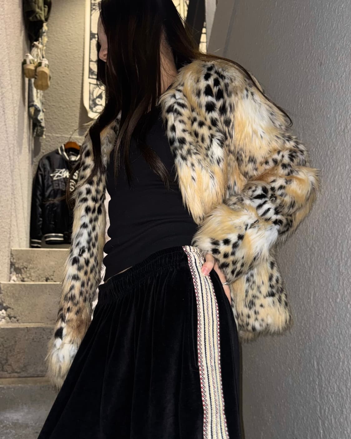 빈티지 레오파드 페이크 퍼자켓 상품이미지2