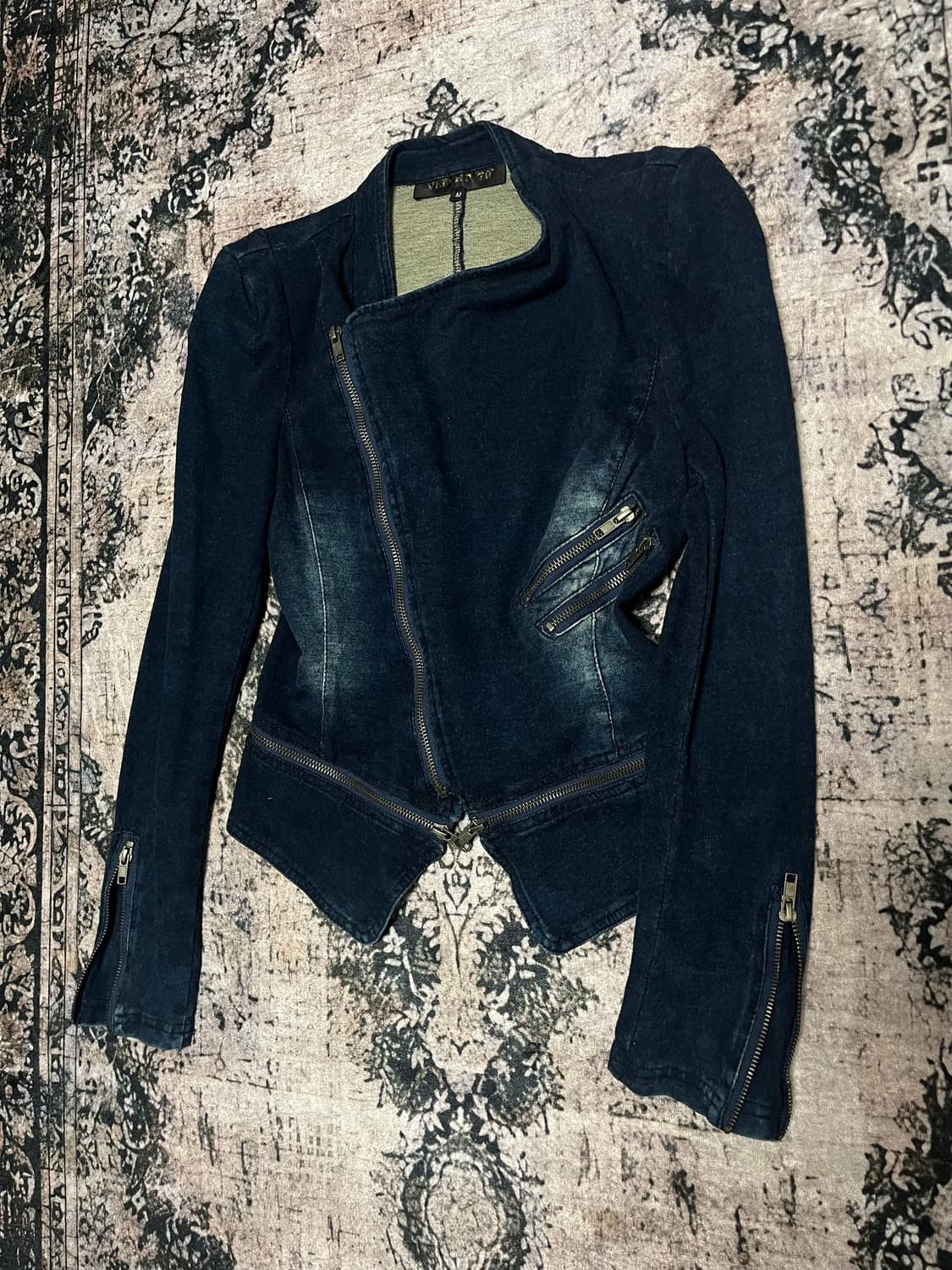 Asymmetric zipper v-kei mood 데님 자켓 M 상품이미지9