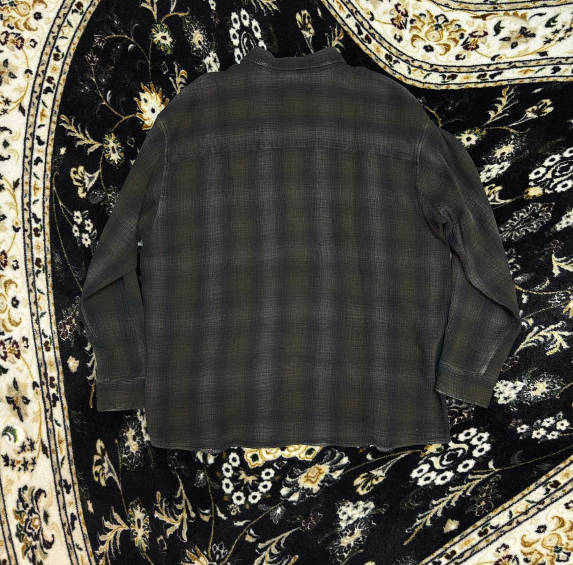 [S] 인사일런스 오버다잉 텍스처드 체크셔츠 워시드 블랙 상품이미지5