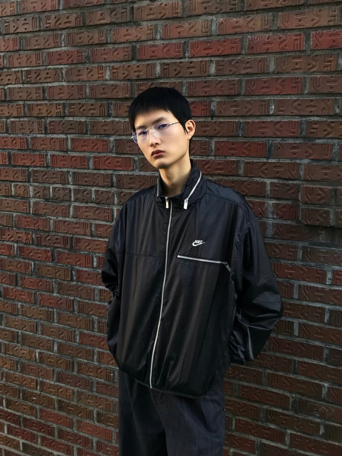 Nike 빈티지 블랙 나일론 집업 자켓 (XL)  상품이미지3