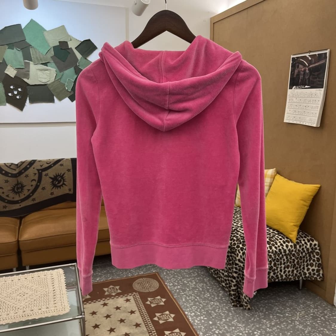 쥬시 꾸뛰르 Y2K 00's 레트로 핫핑크 벨벳 후드집업 S C10076 상품이미지4