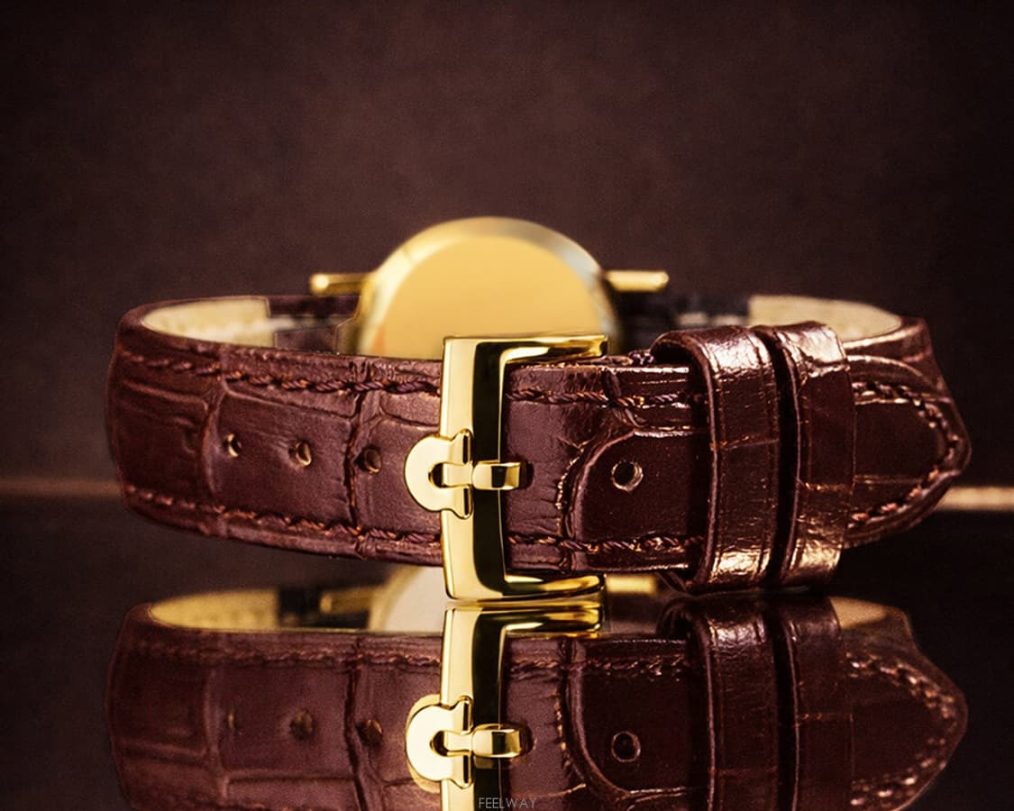 오메가 희귀 드빌 쿼츠 블루 다이얼 남녀공용 가죽 시계 상품이미지8