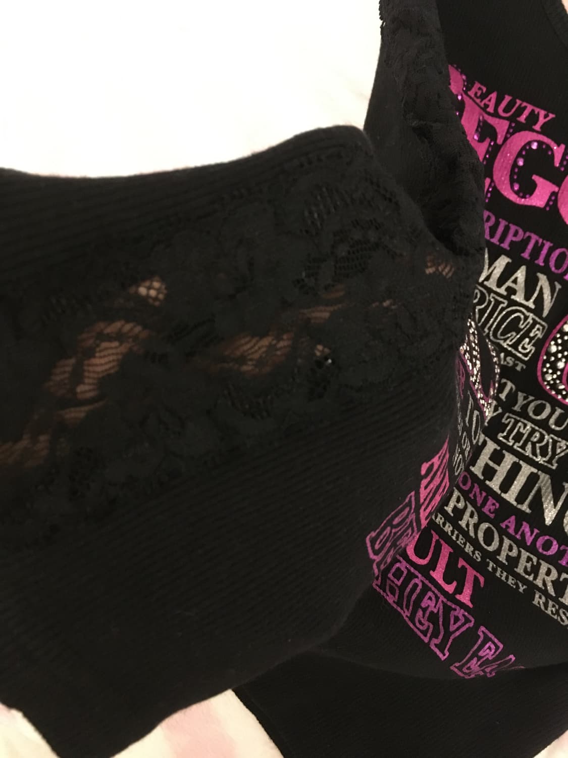 오네갸루 헤이세이 퍼플 글리터 큐빅 레터링 망사 하트 나시 탑 상품이미지7