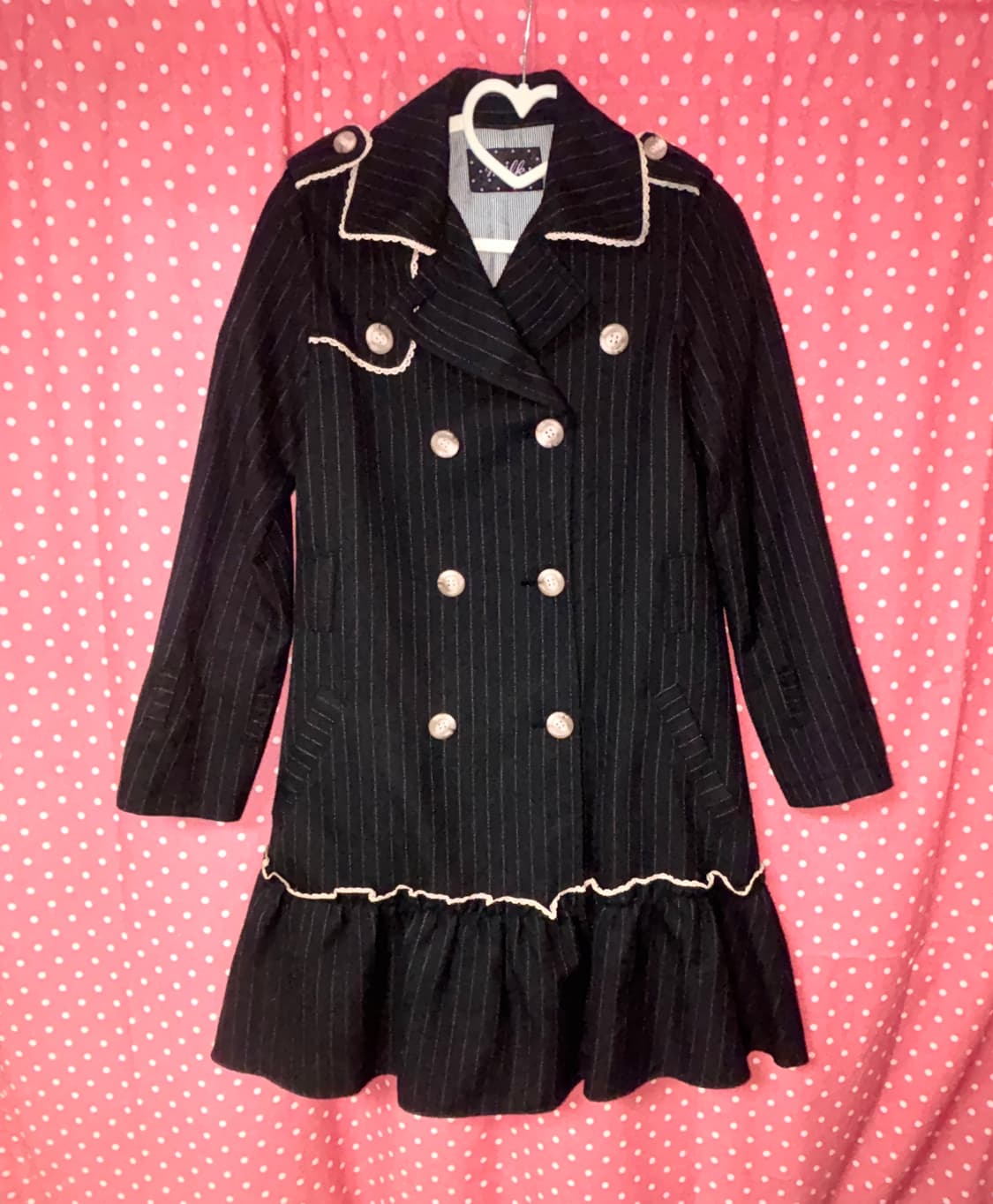 [MILK Japan] 밀크 로리타 블랙 핀스트라이프 더블버튼 코트 상품이미지1