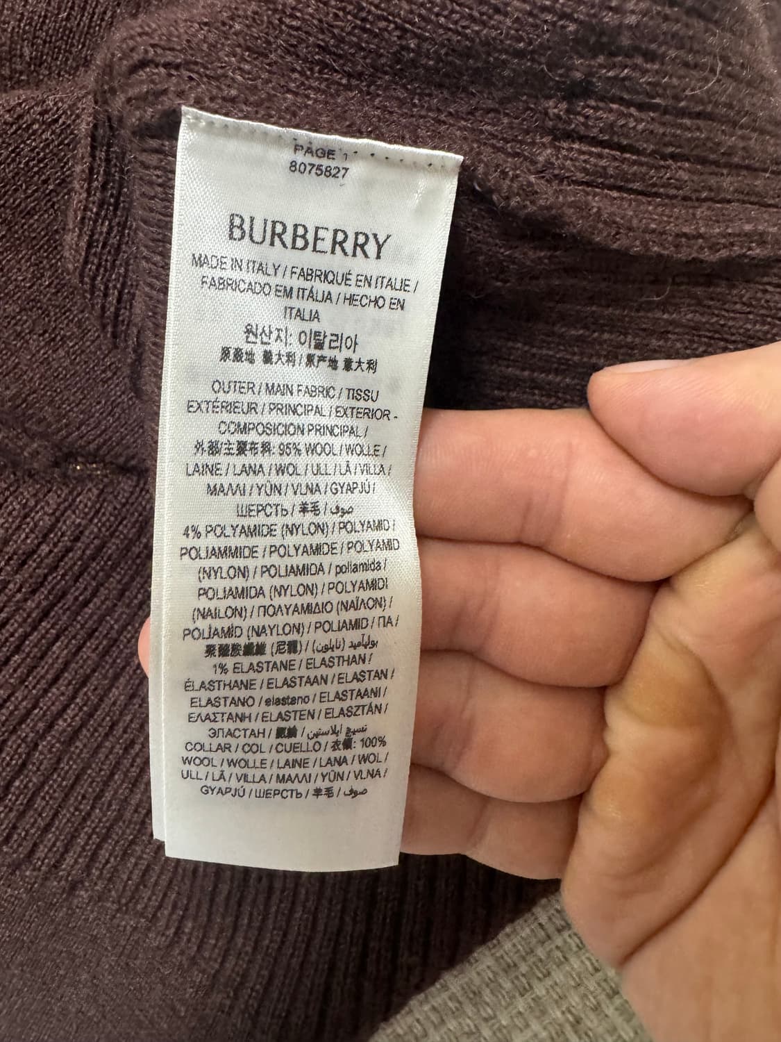 버버리 23fw 로즈 안타르시아 금사 울니트 XL(105-110) 상품이미지6