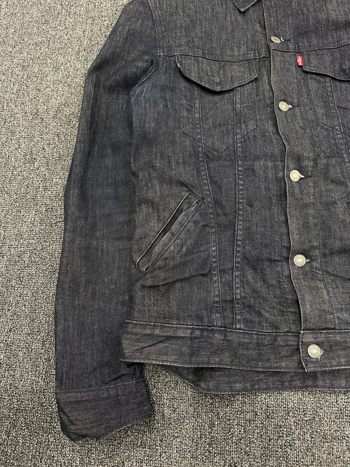 M) 리바이스 스판 인디고 데님 트러커자켓 bovine leather 상품이미지4