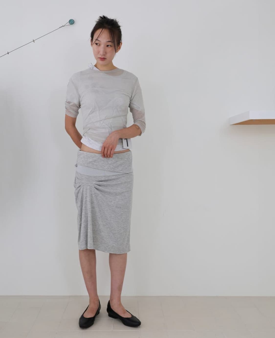 Unbalanced mesh top (sand green)  상품이미지2