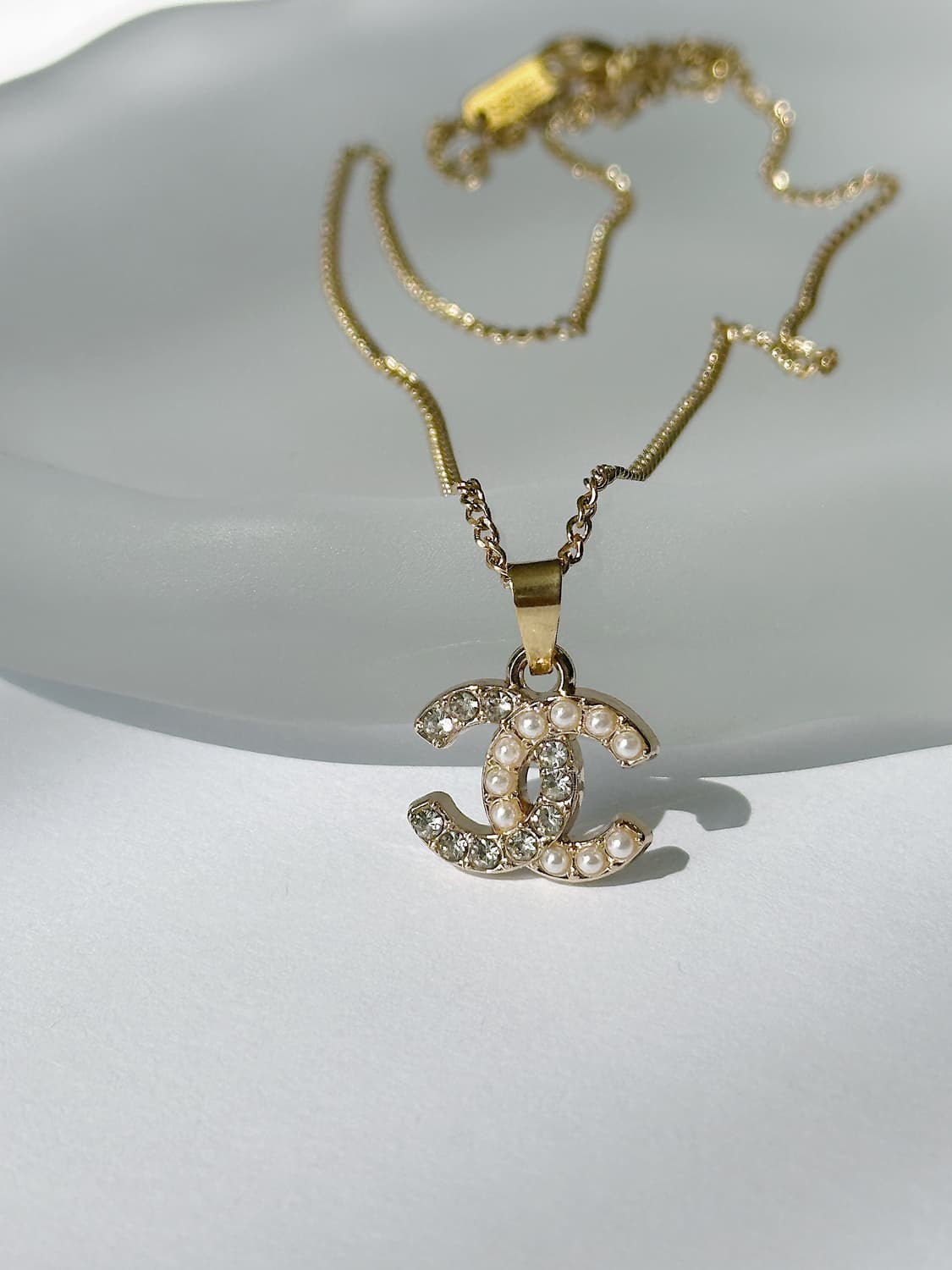 샤넬 cc로고 하프진주 업사이클링 목걸이 골드 상품이미지2