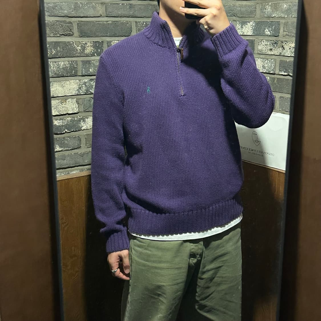 L) 폴로 랄프로렌 헤비코튼 반집업 니트 보라색/퍼플 상품이미지8