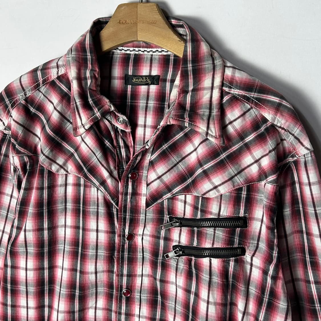 [Von Dutch] 본더치 펑크 웨스턴 지퍼 체크셔츠
 상품이미지2