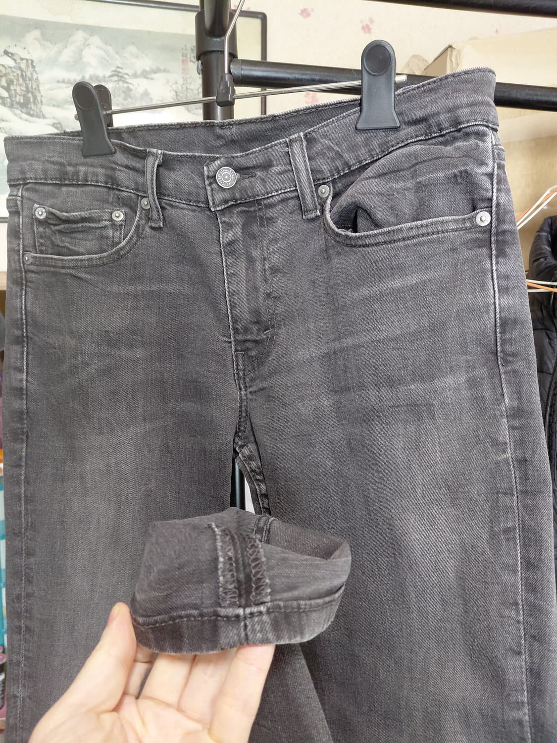 [리바이스511]슬림핏 워시블랙(흑청)데님 청바지 32사이즈 상품이미지10