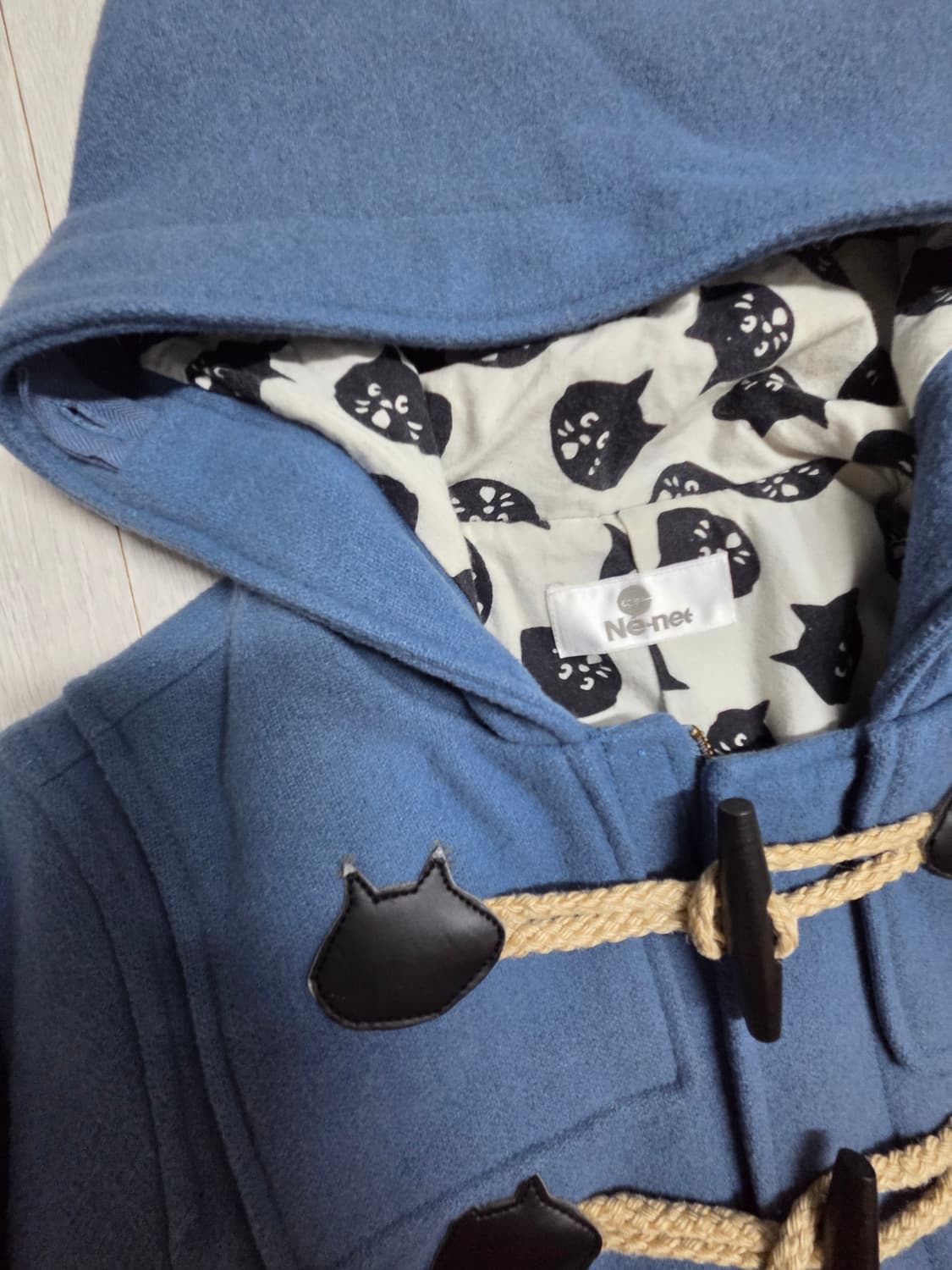 Nenet 고양이 패치 더플코트 상품이미지4