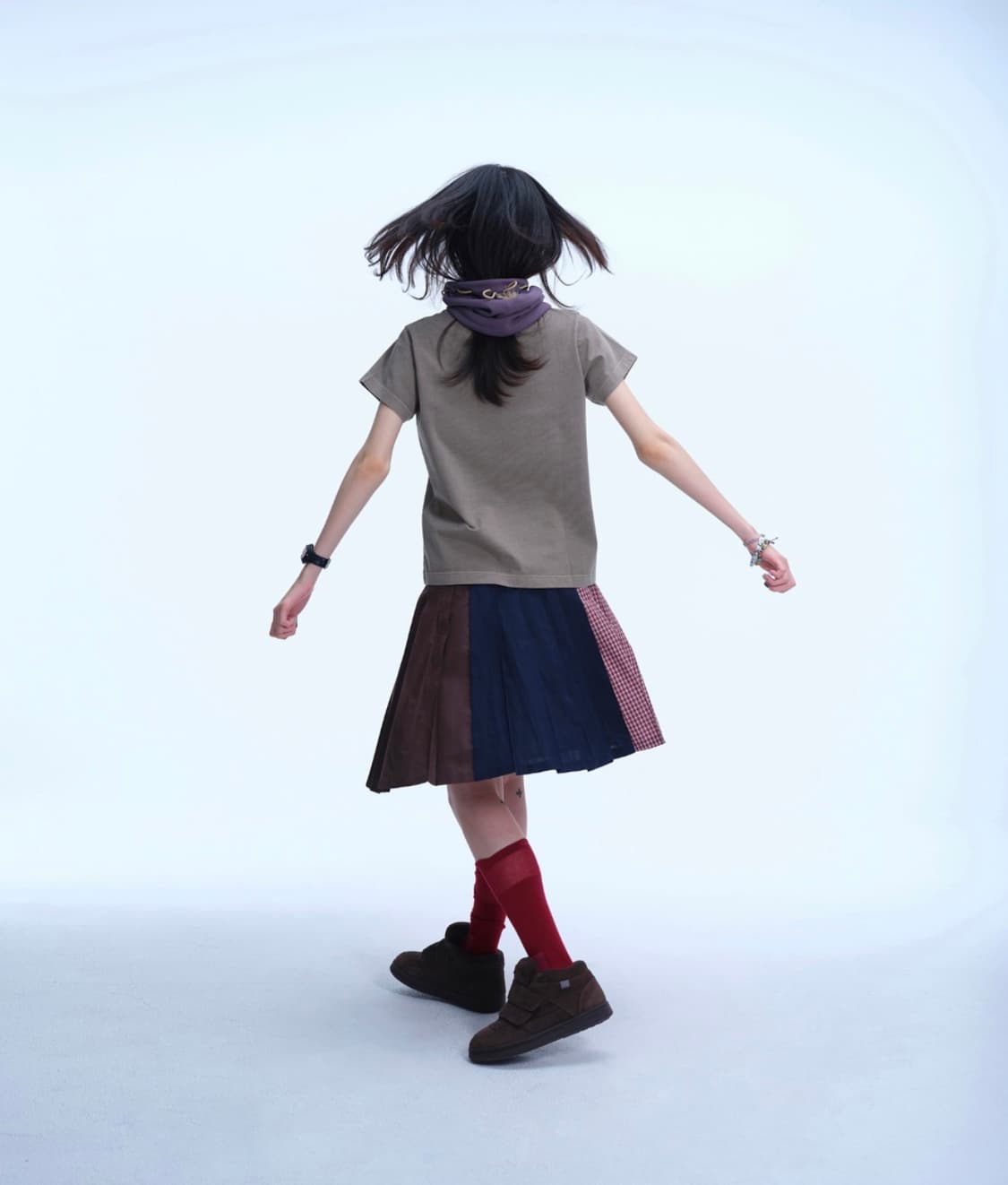 코이세이오 TRIPLE LAYER PLEATED SKIRT BROWN 상품이미지2