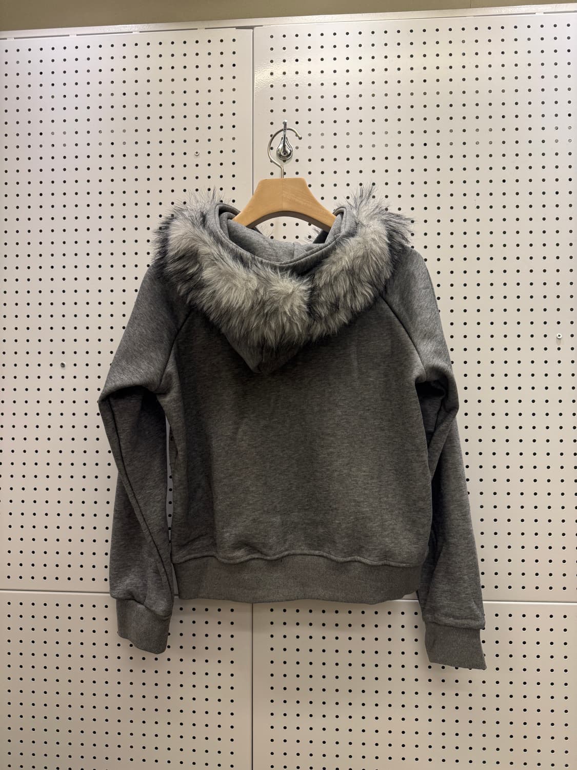 빈티지 퍼 후드집업 그레이 U612 상품이미지3