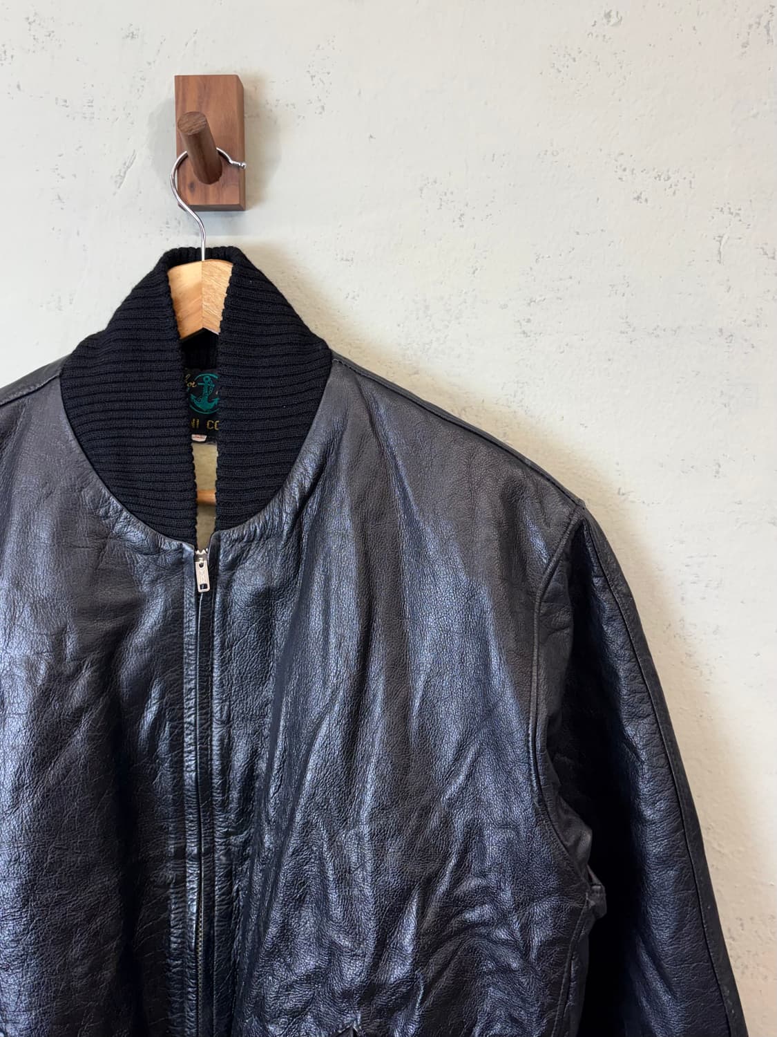 빈티지 리얼레더 봄버 자켓 블랙 상품이미지3