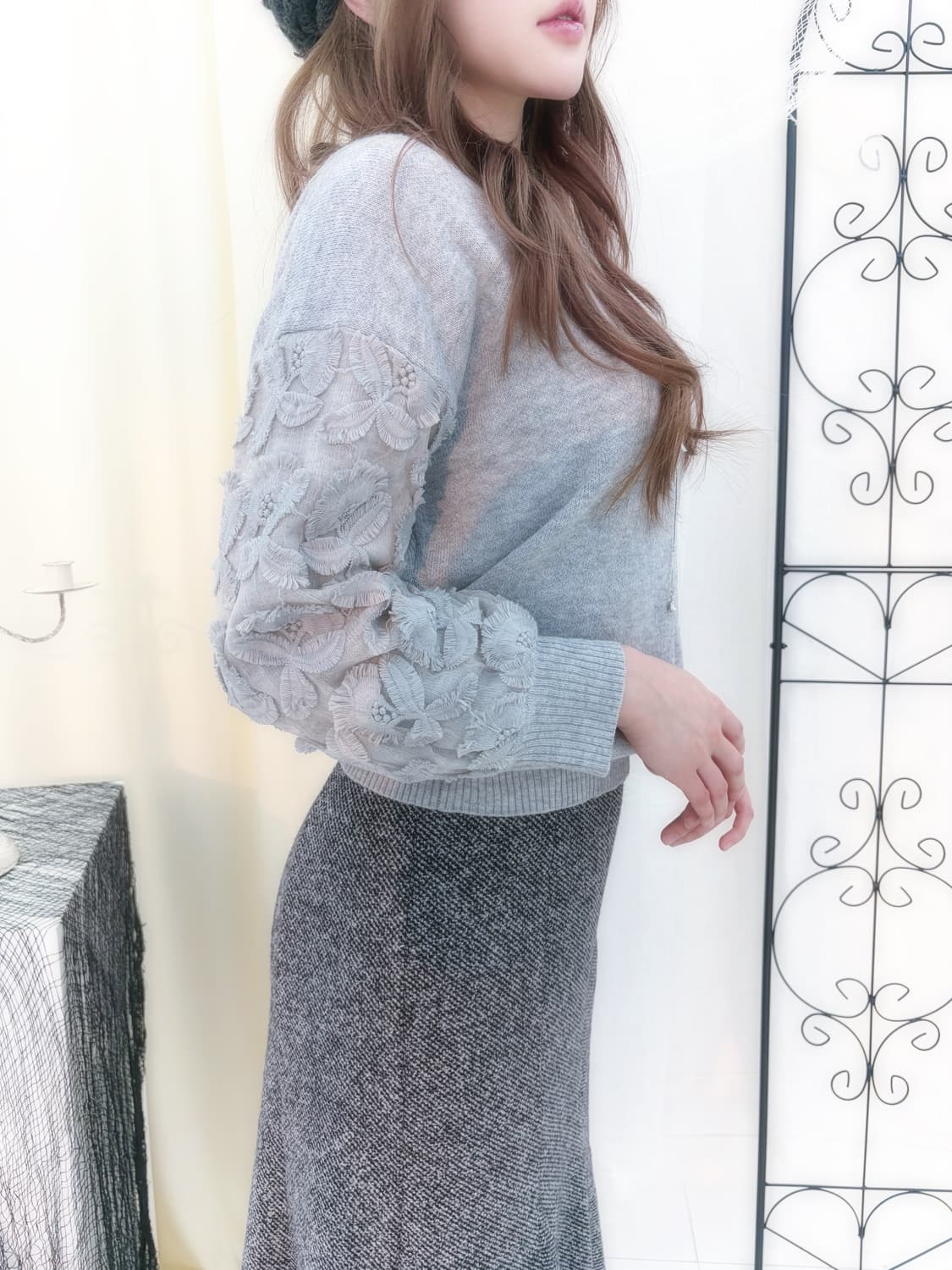 그레이 플라워 니트 상품이미지4