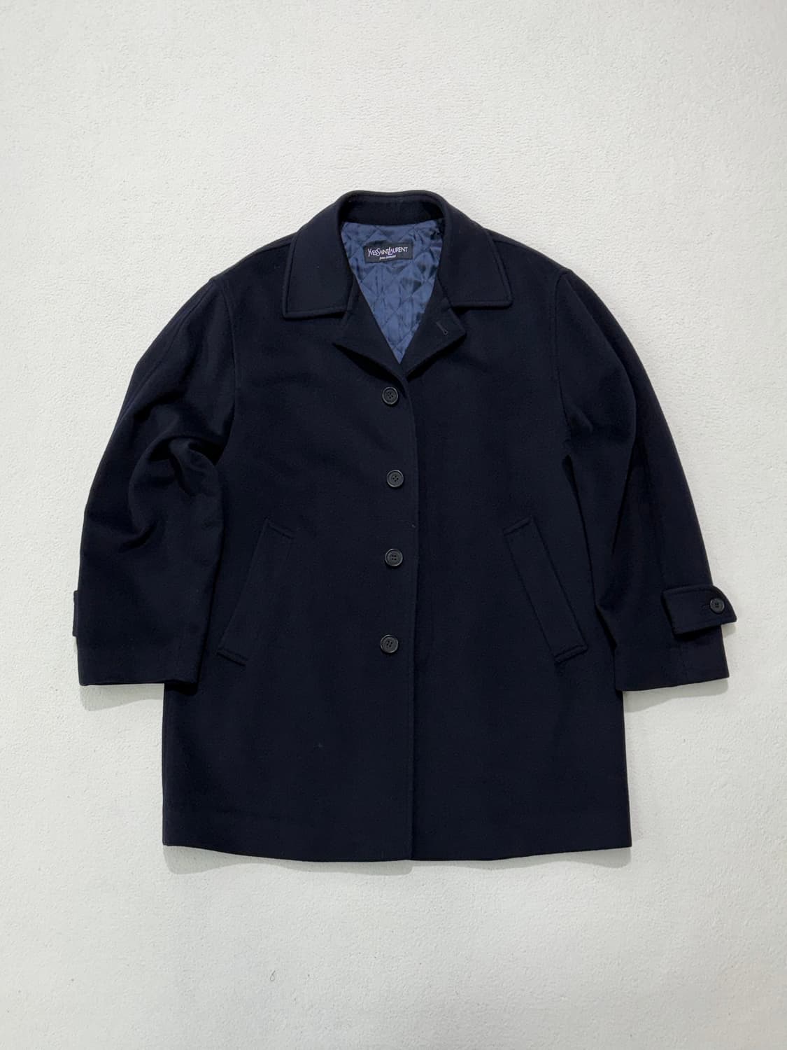 입생로랑 캐시미어 혼방 싱글 코트 네이비 95-100 상품이미지1
