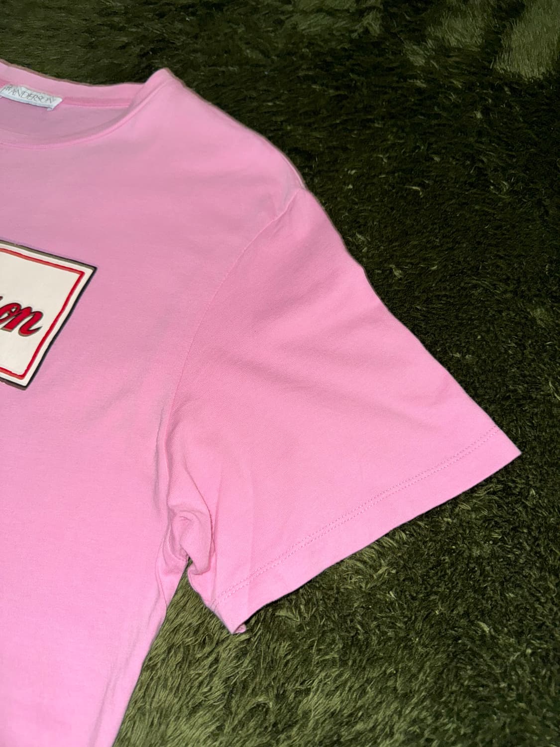 [L] JW 앤더슨 18SS 크랙 프린트 소프트 터치 티셔츠 핑크 상품이미지4