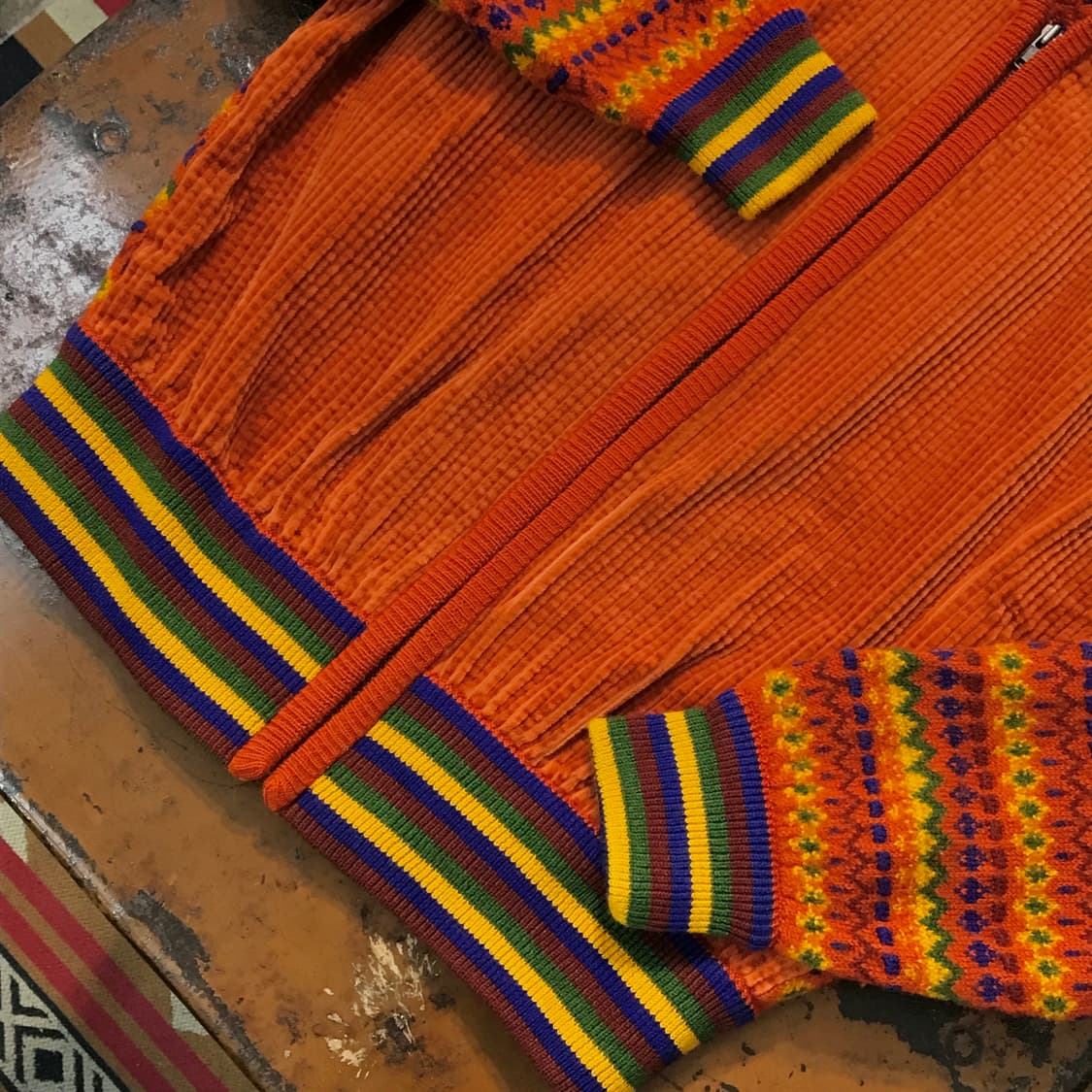 일본 빈티지 딥 오렌지 코듀로이 후드집업 여성 55 66 상품이미지4