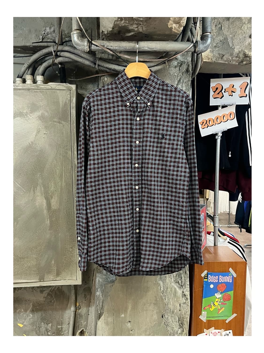 폴로 랄프로렌 슬림핏 체크 셔츠 블랙 S #csz3741 상품이미지1