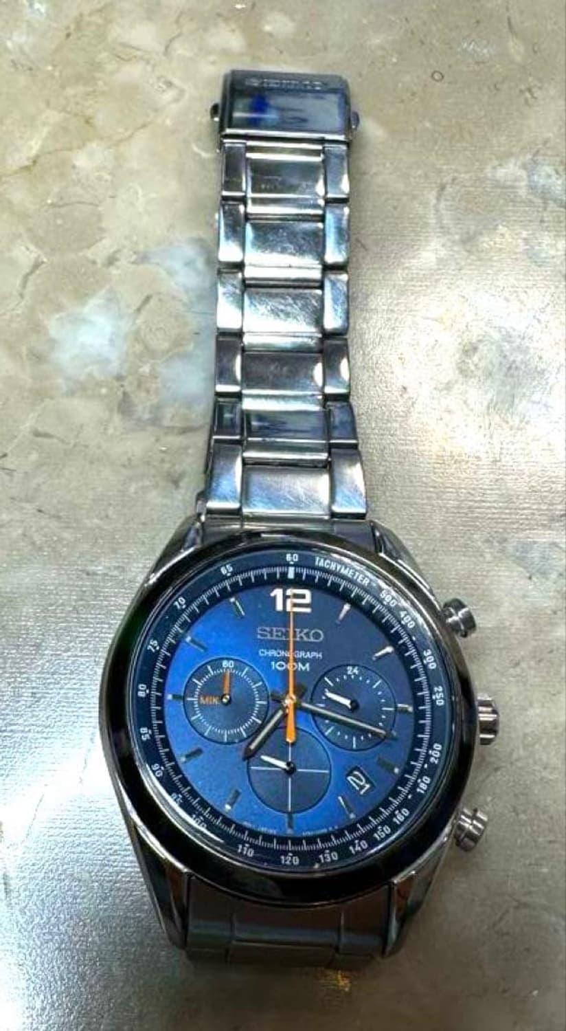 희귀 세이코 크로노그래프 100M 블루 다이얼 남성 메탈 시계 상품이미지2