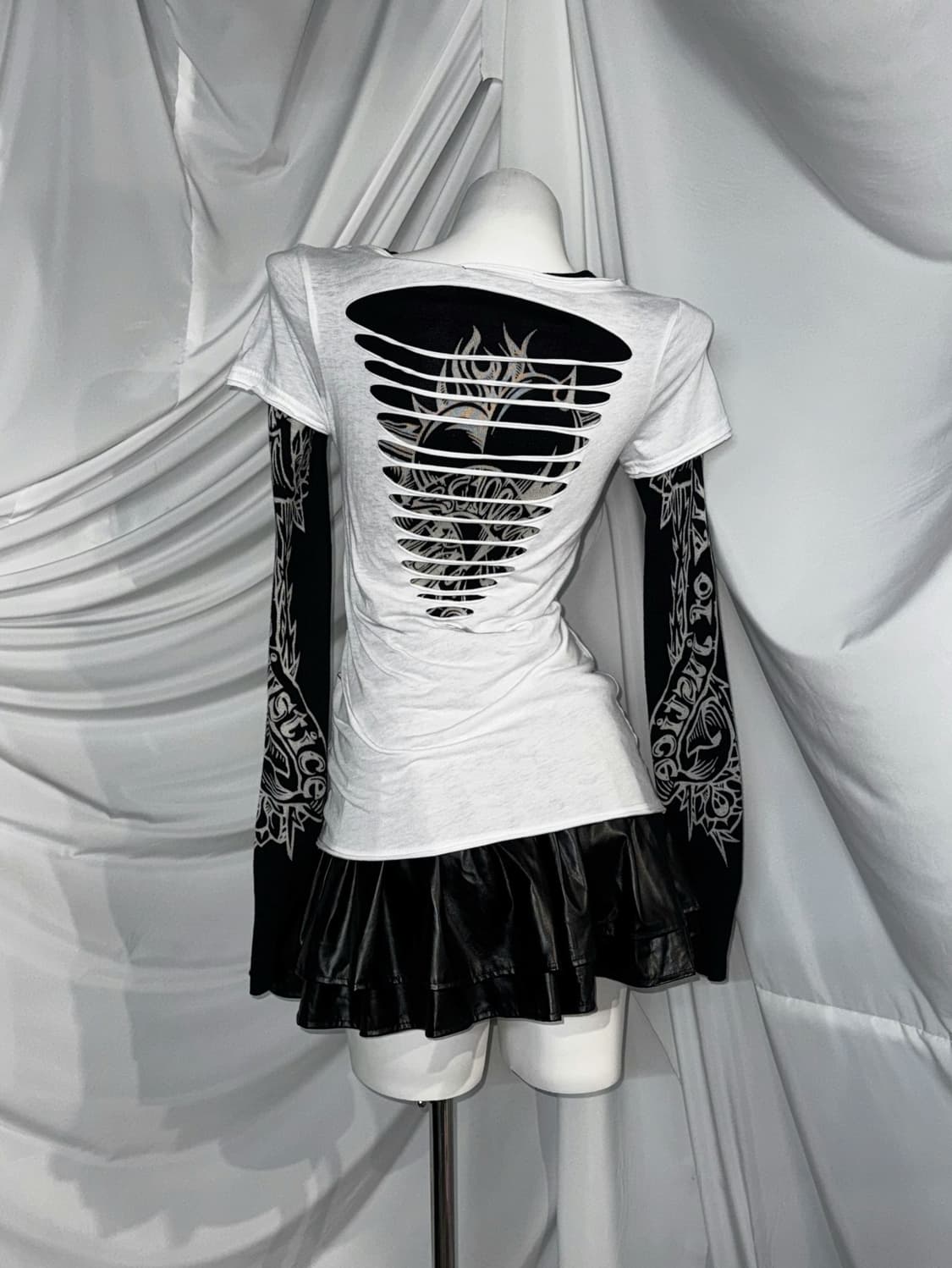 화이트 스크레치 레더 데일리펑크 코디세트  상품이미지9