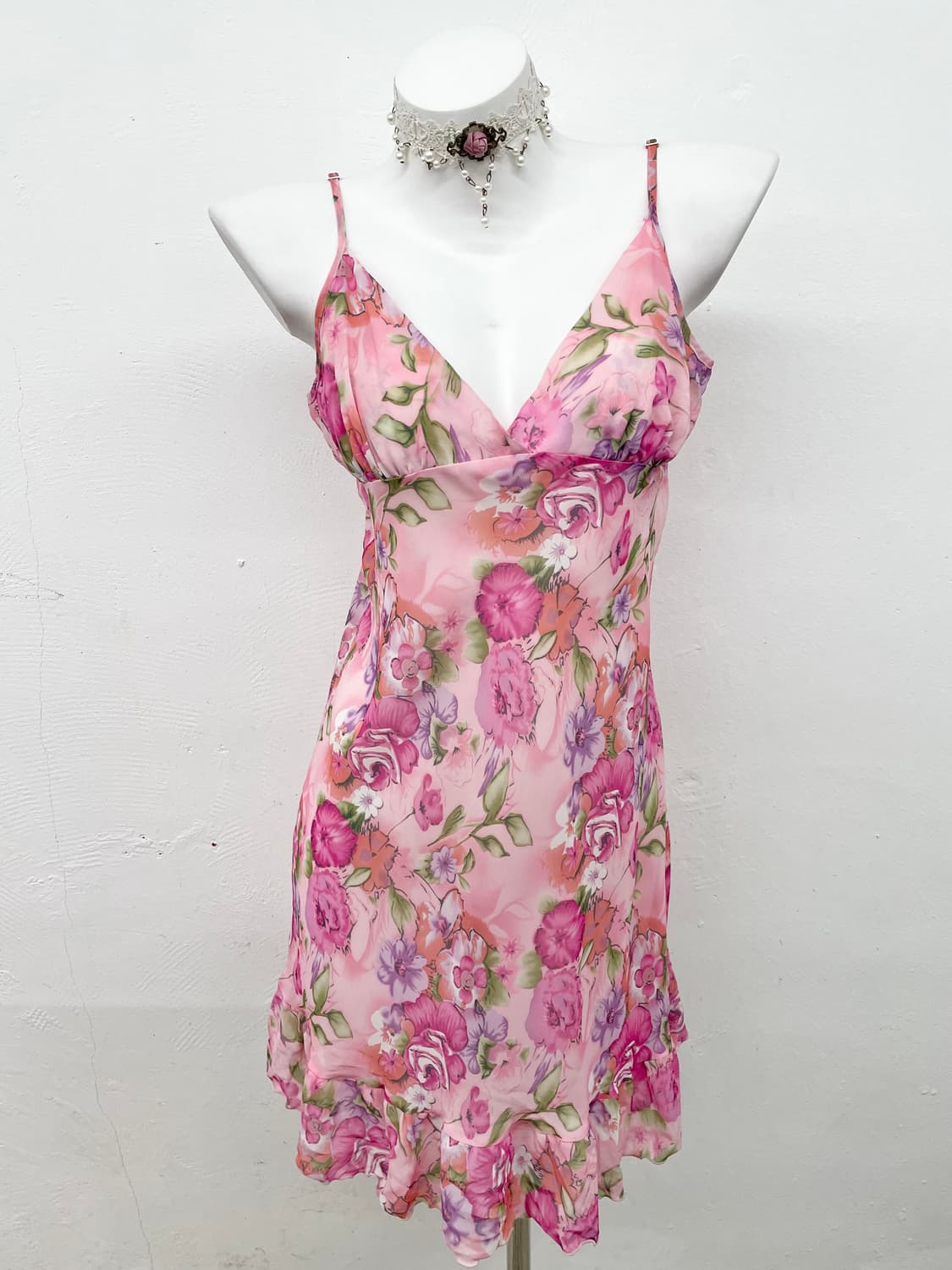 핑크 플로럴 프릴 슬립 상품이미지1