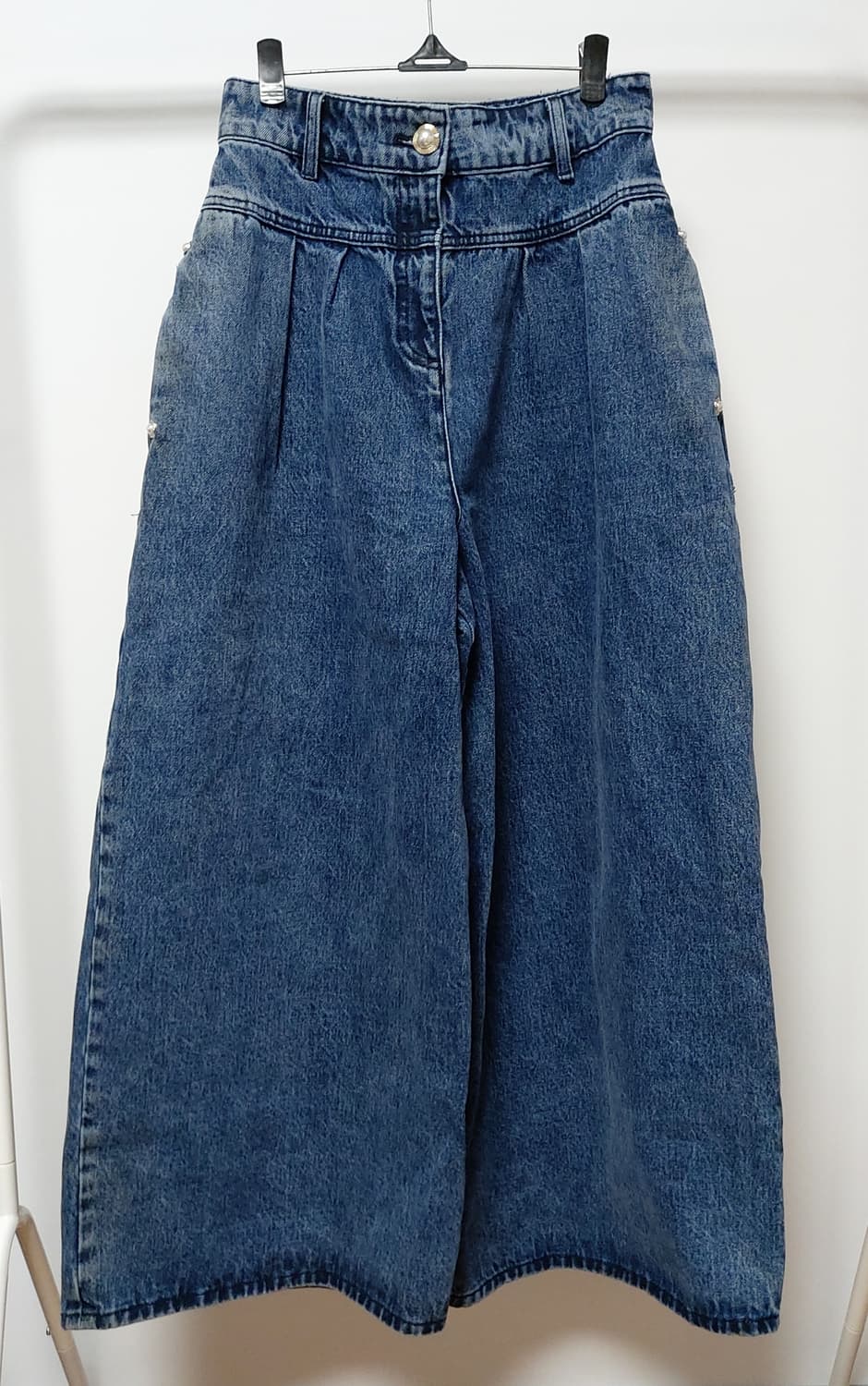 여성 워싱 데님 생지 와이드 팬츠(EU38)28인치

 상품이미지1