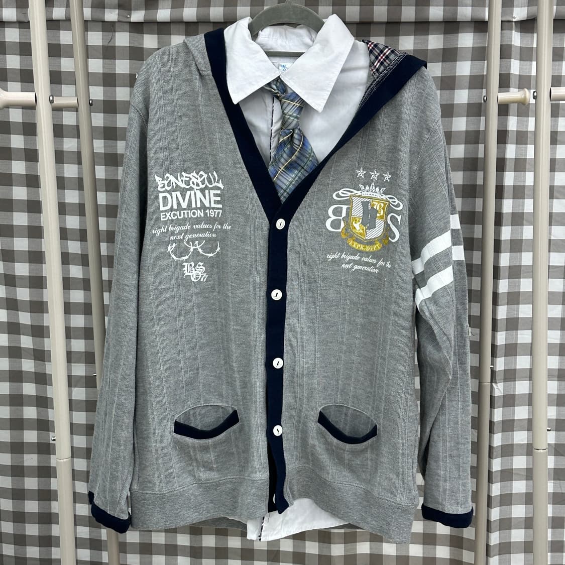 ✏️일본 고갸루 교복 코디세트✏️스쿨 학생 미디스커트 하이틴 가디건 셔츠 상품이미지2