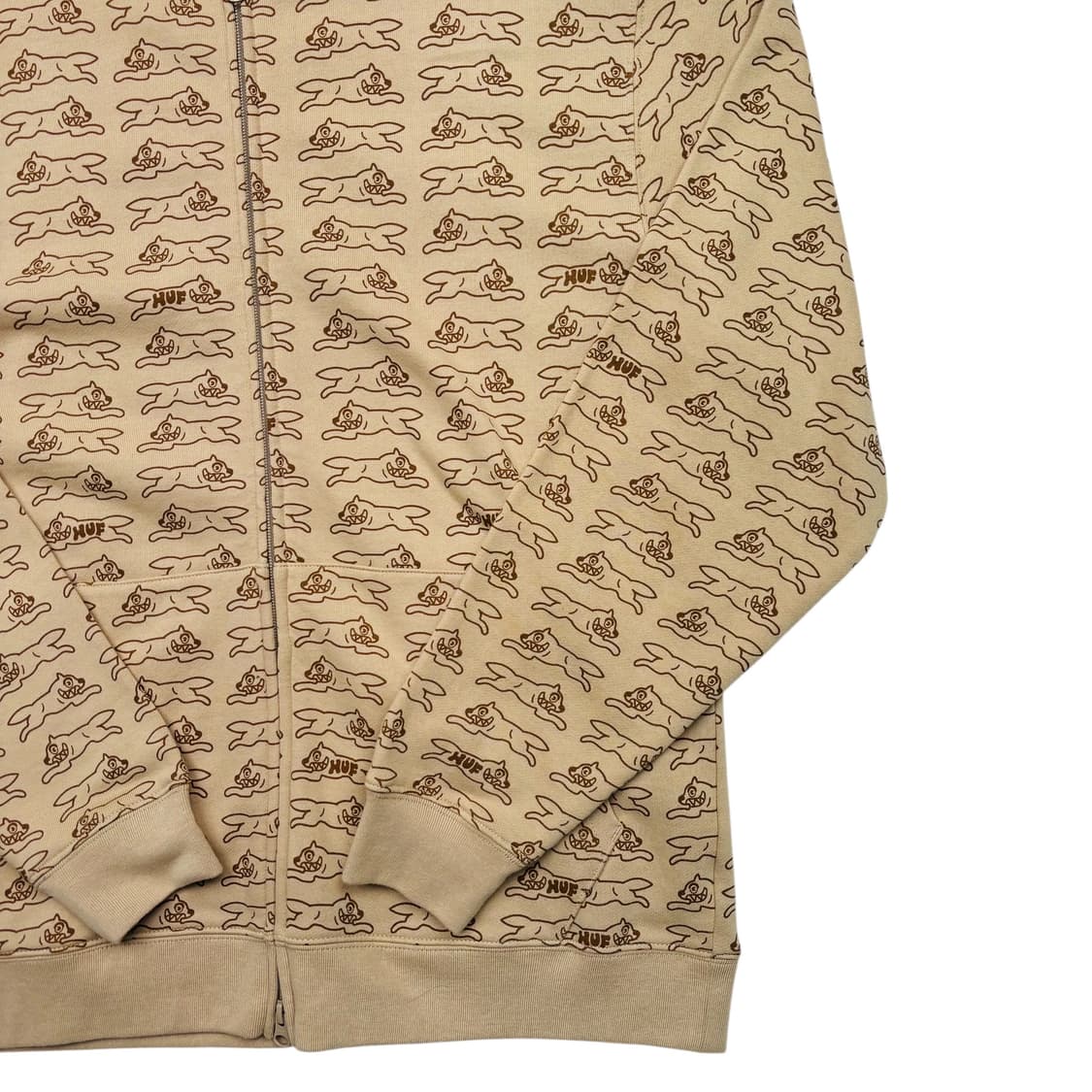BBC X HUF 러닝독 멀티로고 베이지 풀오버 후드집업 M 상품이미지3