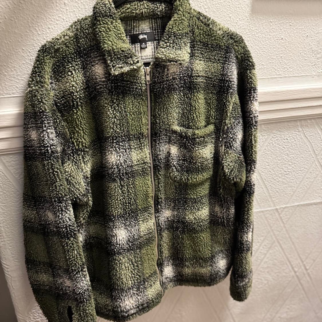 스투시 체크 패턴 플리스 자켓 그린 상품이미지1