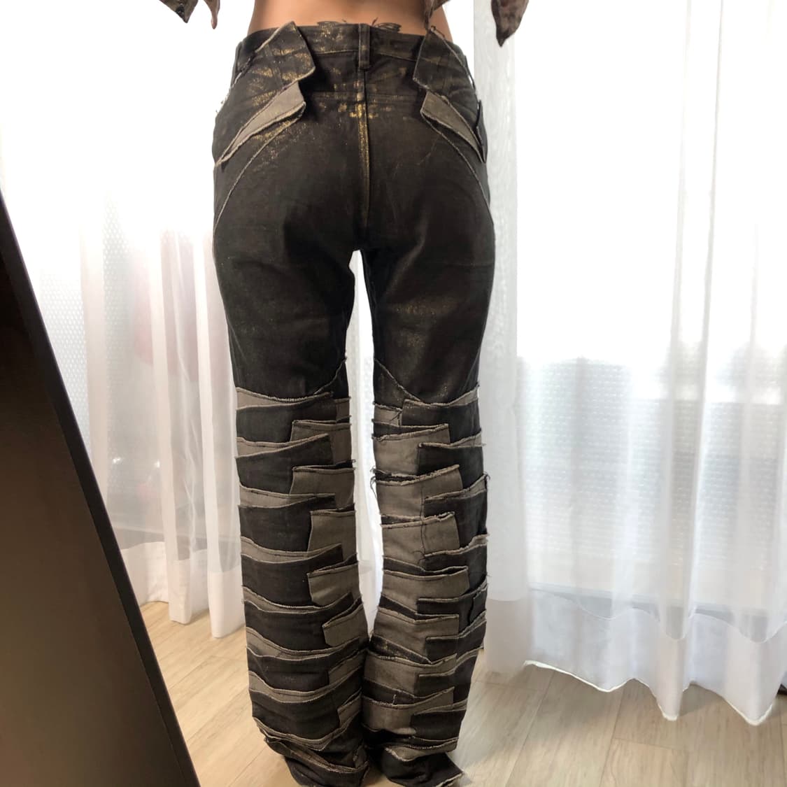 이세이미야케 02AW 레이어드 패치워크 코팅 데님 팬츠 상품이미지5