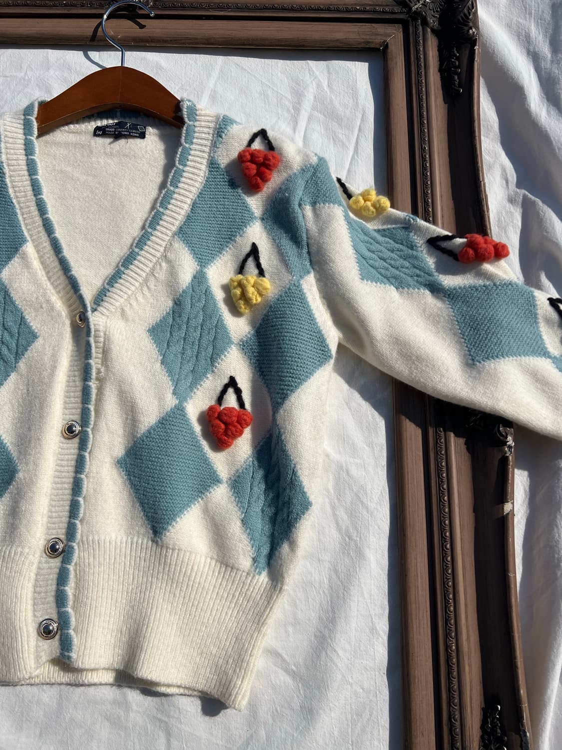 과일 아가일 패턴 가디건 상품이미지4