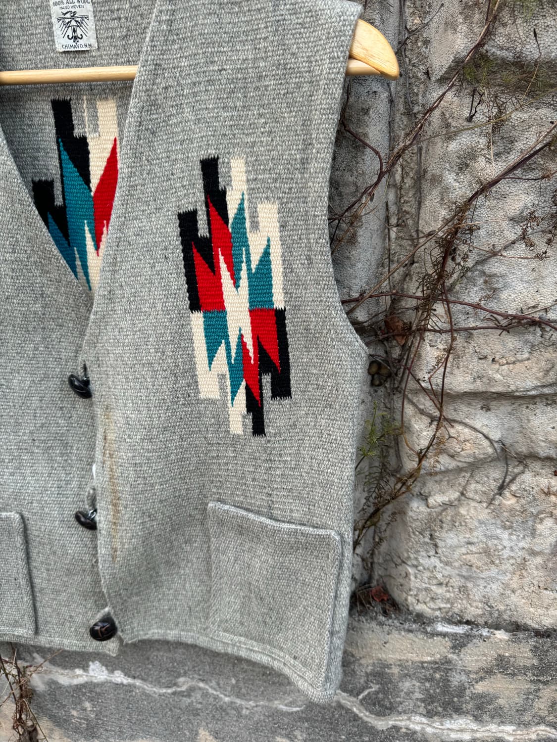 50s 빈티지 핸드 우븐 울 오르테가 치마요 베스트 조끼 나바호 웨스턴 상품이미지4