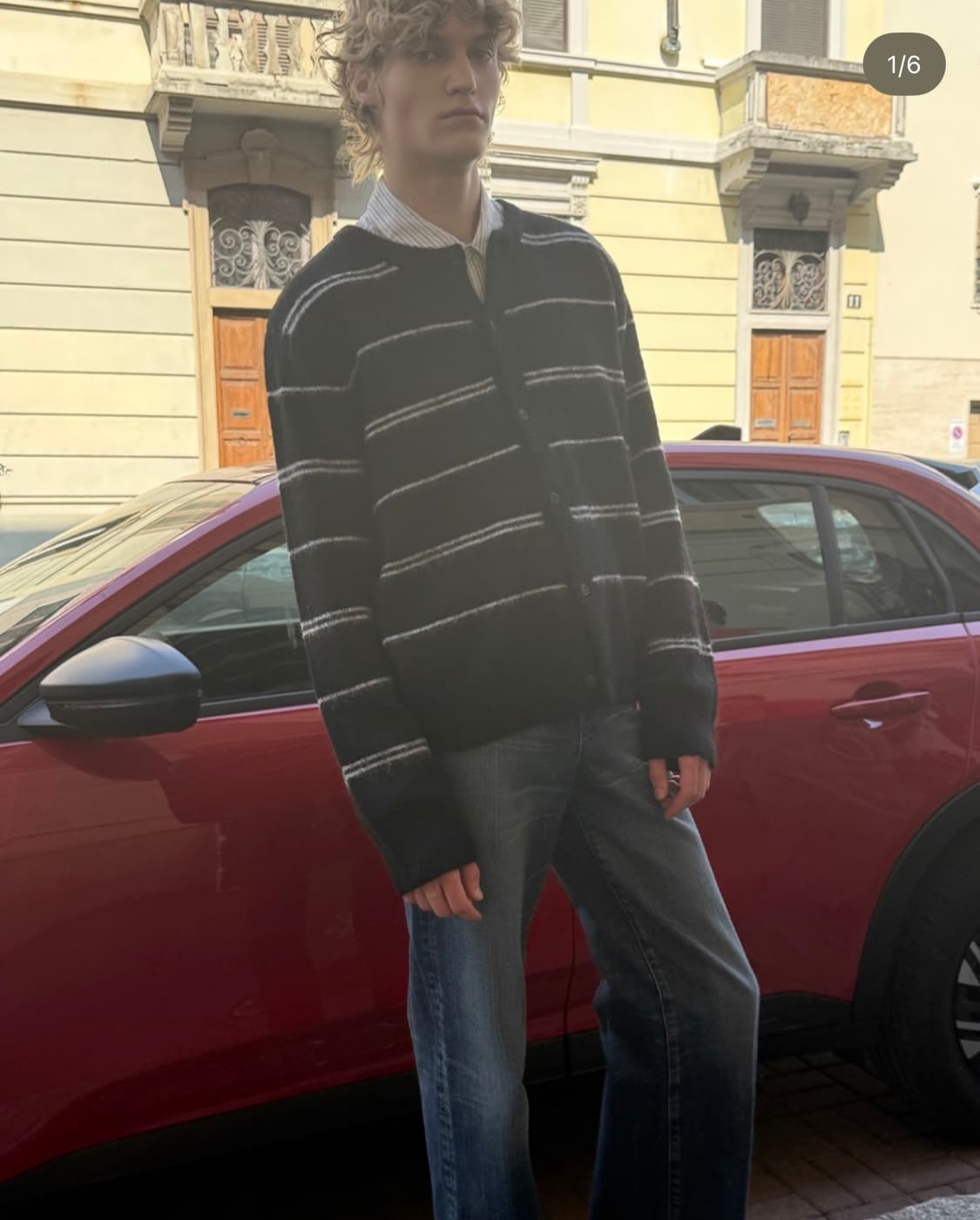 엘무드 스트라이프가디건 48사이즈 상품이미지1