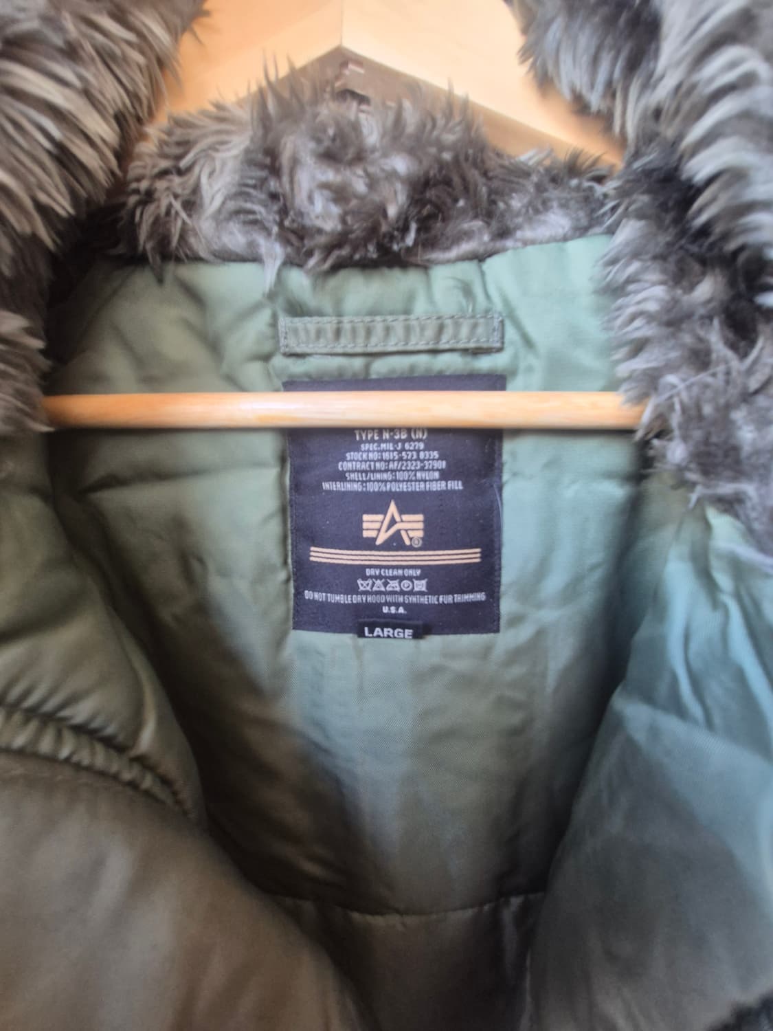 알파인더스트리 N-3B 파카 L 사이즈 카키색 상품이미지2