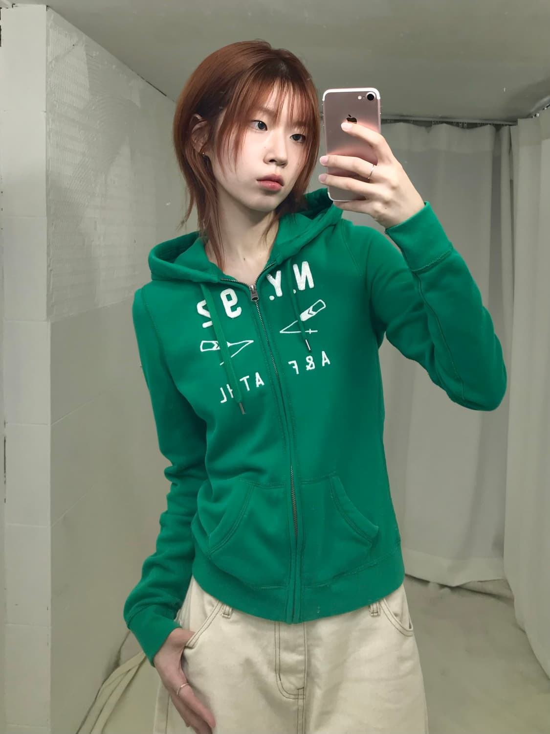 아베크롬비 딱붙 그린 스팽글 후드집업 상품이미지1