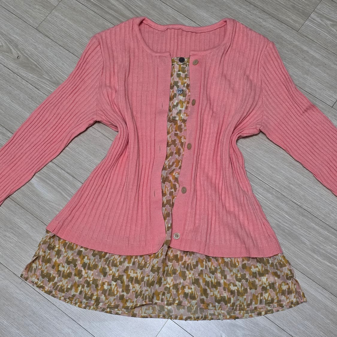 모리걸st  레이어드 골지니트가디건블라우스 상품이미지4