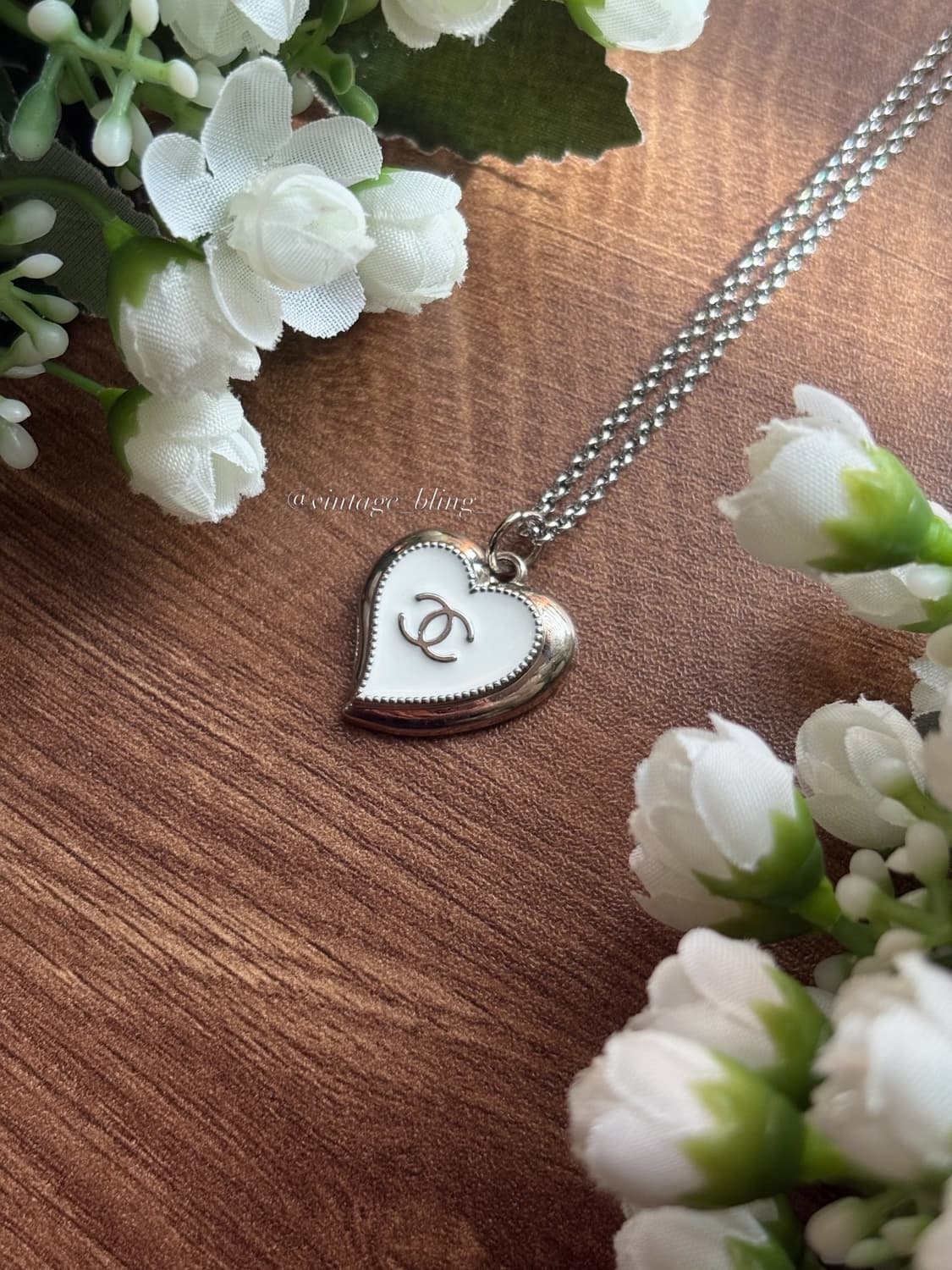 화이트) 샤넬 실버 하트 목걸이 상품이미지2