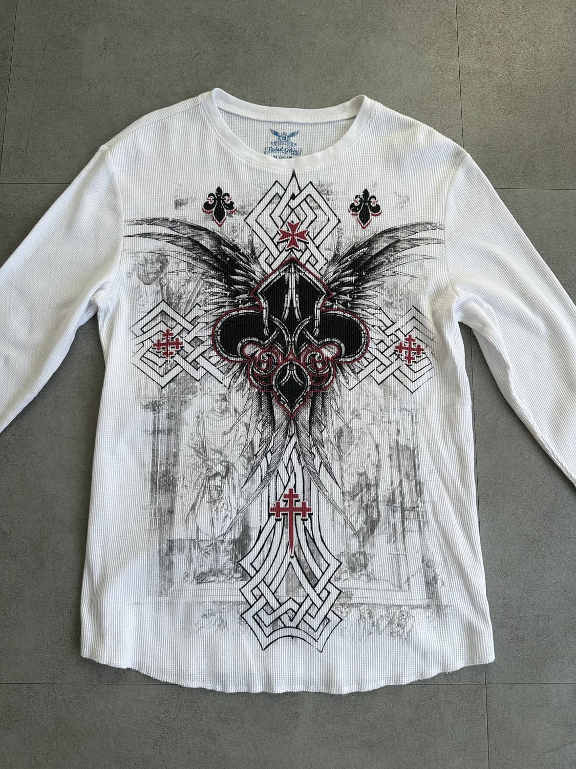 JPN VTG 고딕 크로스 와플 롱슬리브 상품이미지3
