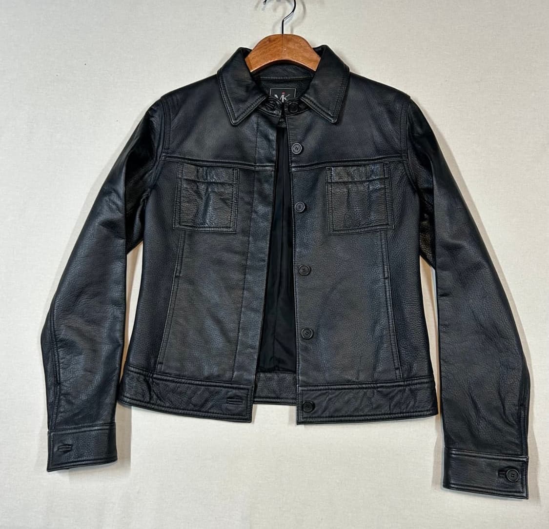 MK 블랙 레더 자켓 상품이미지1
