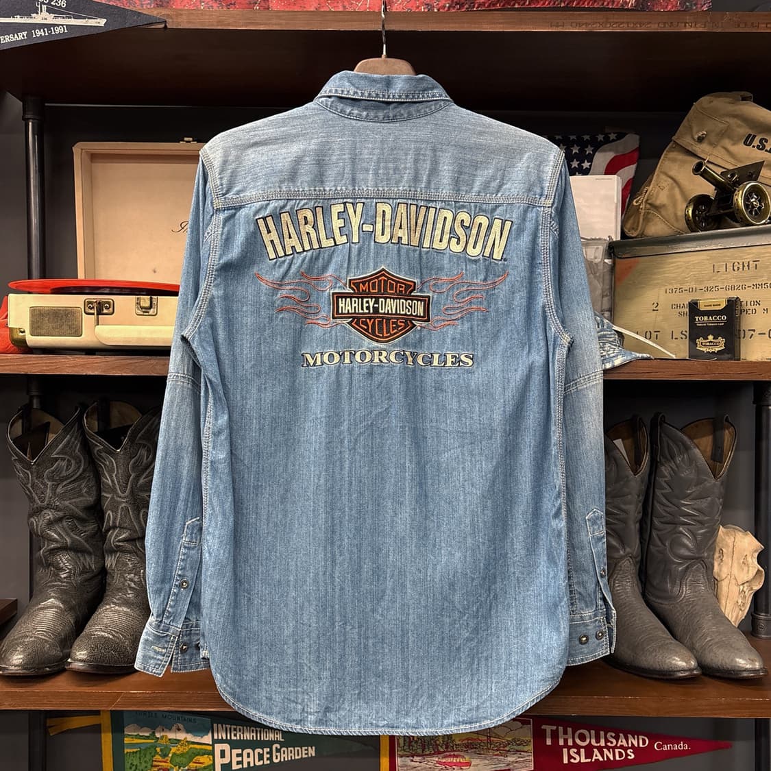 00s 할리데이비슨 플레임쉴드 엠브로이드 데님셔츠 N1053 상품이미지2