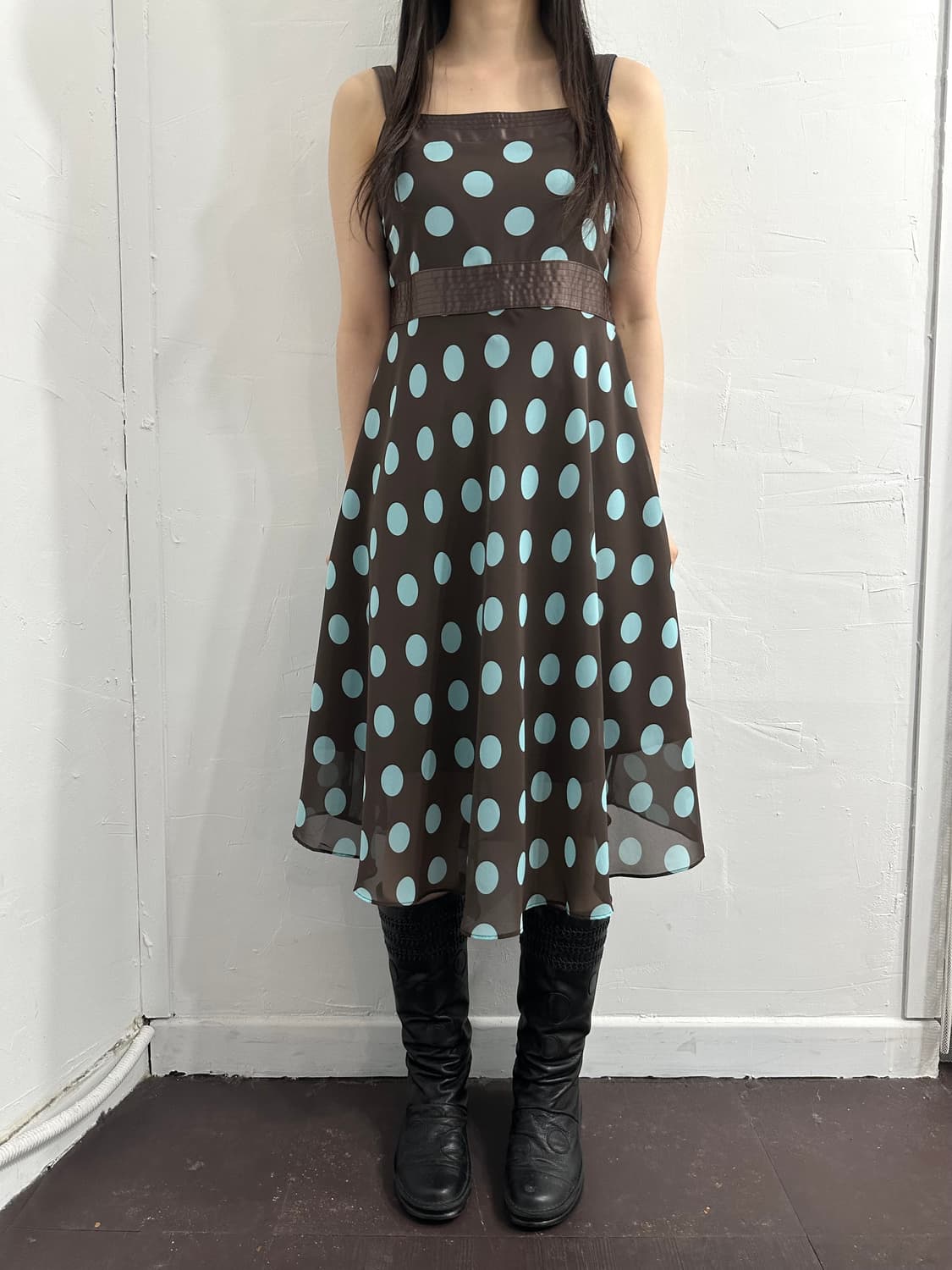 diffe mint dot brown dress 상품이미지3