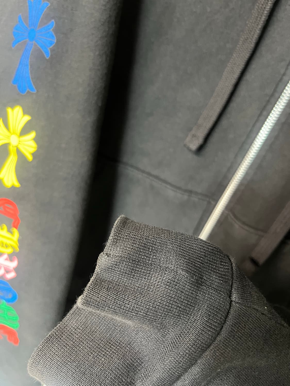 크롬하츠 멀티 컬러 크로스 플리스 집업 후드집업L 상품이미지6