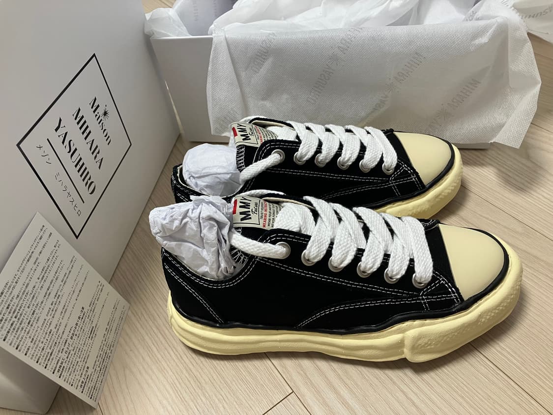 메종 미하라 야스히로 피터슨 VL OG솔 캔버스 로우탑스니커즈 블랙 38 상품이미지3